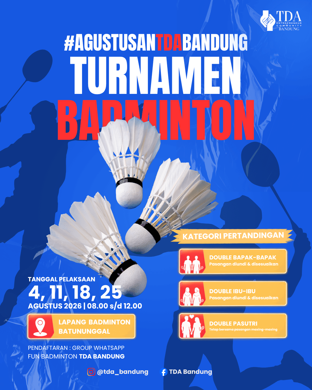 TURNAMENT BADMINTON #AGUSTUSANTDABANDUNG 2026